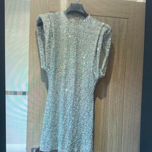 Zara Glittering Silver Mini Dress